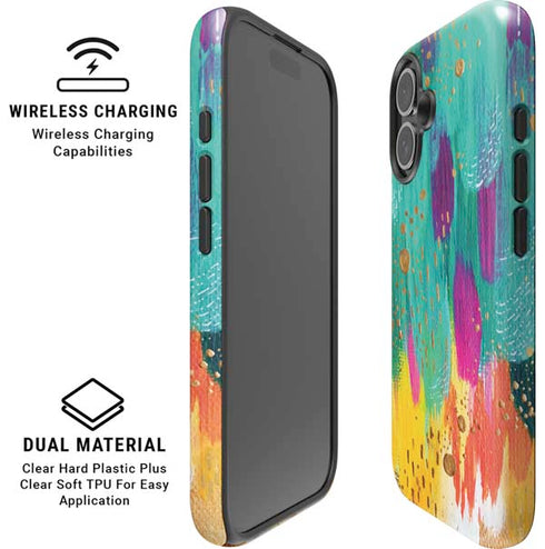 Turquoise Brush Stroke by Etta Vee iPhone 16 Plus Magsafe Impact Case